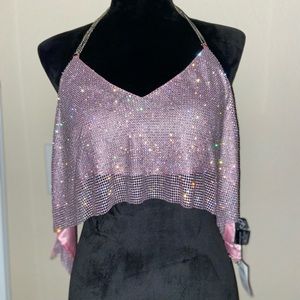 Light Pink Bedazzled Halter Top
